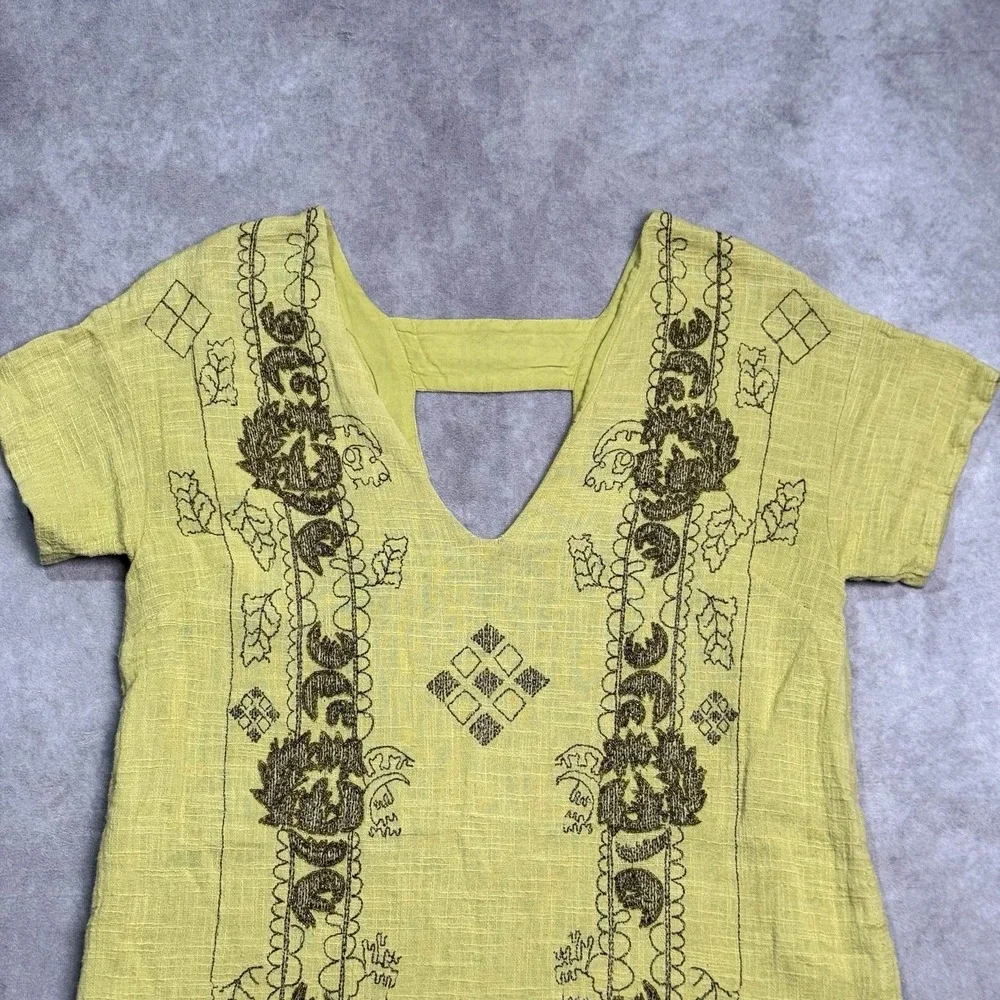 Free People Shift Tunic Dress Hippie Boho Y2K Small Green Lined